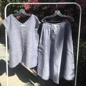 CP Shades Chambry Linen Blue top and pant set, size Large